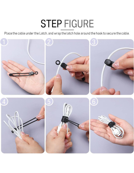 Sujetadores de Cable de Silicona Nuanchu 40 Pcs Negro Blanco