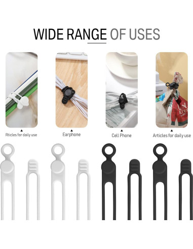 Sujetadores de Cable de Silicona Nuanchu 40 Pcs Negro Blanco