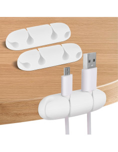 Clip de Cable Organizador WLLHYF 3PCS Silicona 4 Agujeros 2