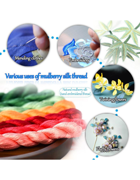 Hilo de Seda 100% Natural MINGGUXIUYI 8 Colores 110m Hilo de Seda 100% Natural MINGGUXIUYI 8 Colores 110m