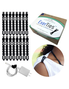 Bridas de Silicona Reutilizables ExerTies 16 Piezas Negro