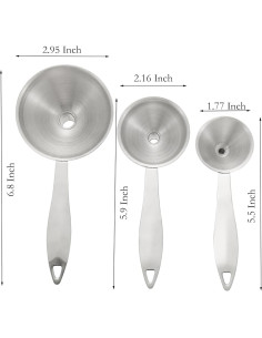 Embudo de Acero Inoxidable YIKANGHENG 3 Piezas con Mango 2