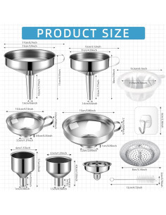 Set de Embudos de Acero Inoxidable Baderke 17 Piezas 2