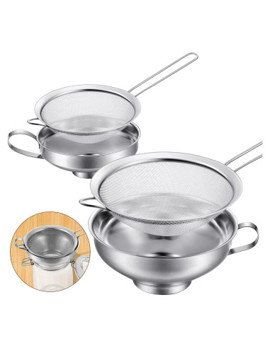 Juego de Embudos y Coladores Acero Inoxidable Boao 4 Piezas