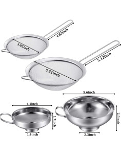 Juego de Embudos y Coladores Acero Inoxidable Boao 4 Piezas 2