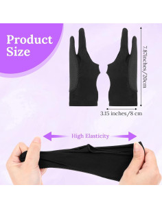 Guantes de Dibujo Digital Qianyu 2 Dedos Negro para Artistas 2