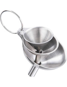 3 Embudos de Acero Inoxidable con 2 Cepillos de Limpieza 2