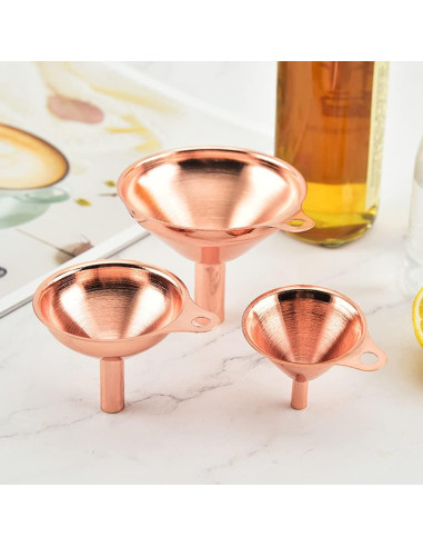 Conjunto 3 embudos acero inoxidable oro rosa 4.5-7.5 cm