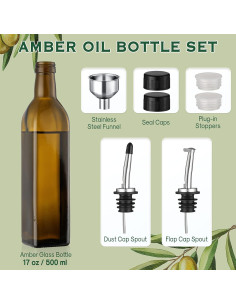 Dispensador de Aceite AOZITA 500 ml Vidrio y Acero Inoxidable 2