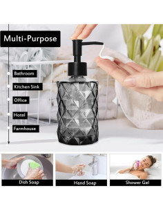 Dispensador de Jabón de Vidrio GKSCXEXE 354 ml Negro 2
