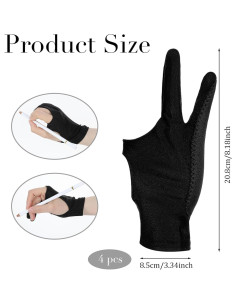 Guantes de Dibujo Digital Oruola - 4 Piezas, Negro, Unisex 2