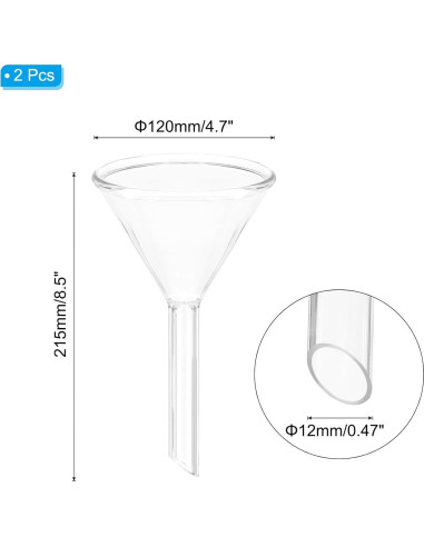 Embudo de Vidrio Borosilicato PATIKIL 120mm - Paquete de 2