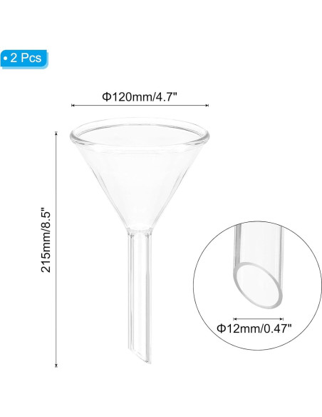 Embudo de Vidrio Borosilicato PATIKIL 120mm - Paquete de 2
