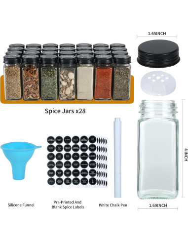 Organizador de Especias Skiileor 5 Niveles con 28 Tarros Vidrio