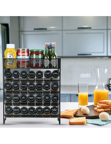 Organizador de Especias Skiileor 5 Niveles con 28 Tarros Vidrio