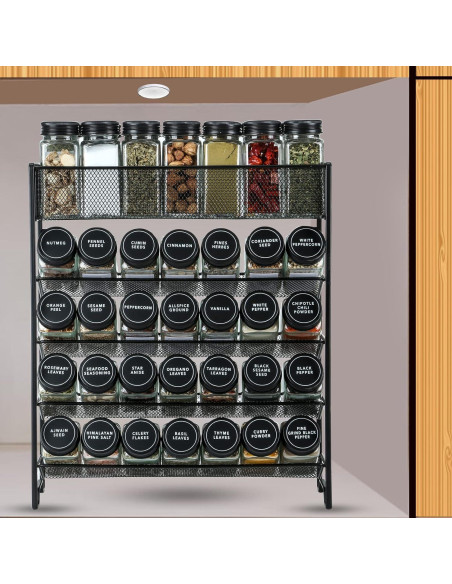 Organizador de Especias Skiileor 5 Niveles con 28 Tarros Vidrio