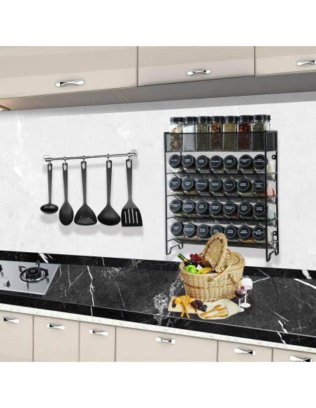 Organizador de Especias Skiileor 5 Niveles con 28 Tarros Vidrio