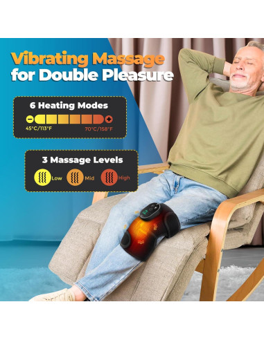 Masajeador de Rodilla Calentado FlareMore Inalámbrico 6 Niveles