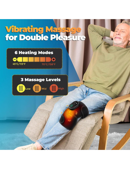 Masajeador de Rodilla Calentado FlareMore Inalámbrico 6 Niveles