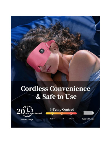 Máscara de Ojos Calentada FACEMOON Rosa - Alivio Ojos Secos