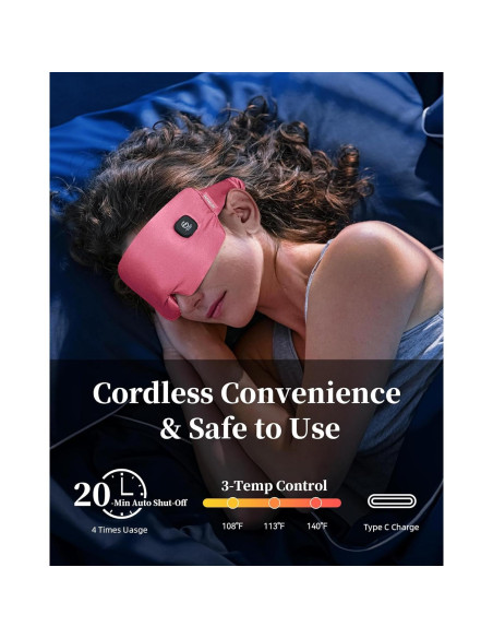 Máscara de Ojos Calentada FACEMOON Rosa - Alivio Ojos Secos