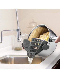 Colador Clip-On Kitchen Gizmo de Silicona Gris 204C 2