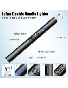 Encendedor Eléctrico Recargable LcFun 2 Pack Negro y Oro 2