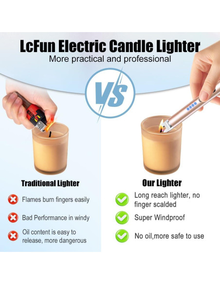 Encendedor Eléctrico Recargable LcFun 2 Pack Negro y Oro