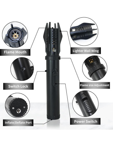 Encendedor de Antorcha ELCELC Negro Recargable Ajustable