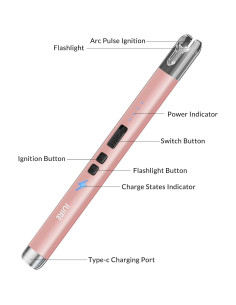Encendedor Eléctrico IUIRE con Linterna USB Oro Rosa 2