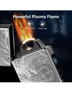 Encendedor Eléctrico de Plasma SKRFIRE Dragón Negro USB 2