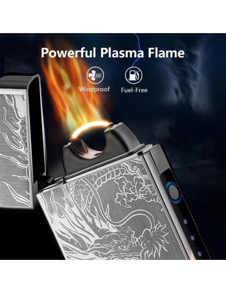 Encendedor Eléctrico de Plasma SKRFIRE Dragón Negro USB