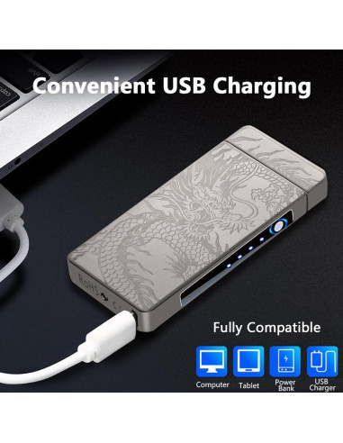 Encendedor Eléctrico de Plasma SKRFIRE Dragón Negro USB