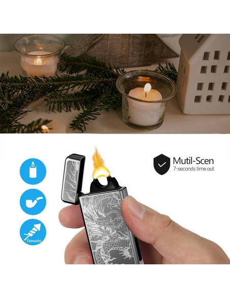 Encendedor Eléctrico de Plasma SKRFIRE Dragón Negro USB