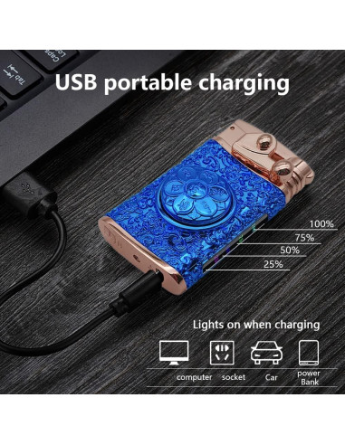 Encendedor Eléctrico YOZWOO Doble Arco Recargable USB Azul