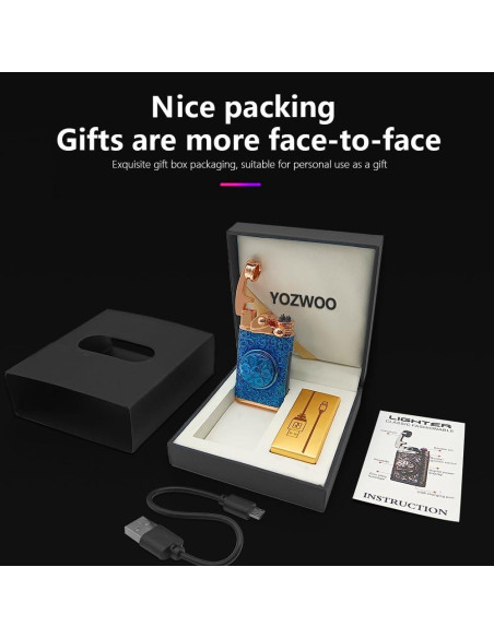 Encendedor Eléctrico YOZWOO Doble Arco Recargable USB Azul