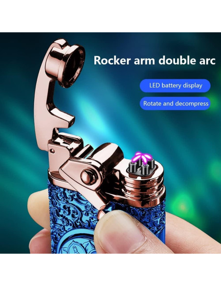 Encendedor Eléctrico YOZWOO Doble Arco Recargable USB Azul
