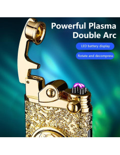 Encendedor Eléctrico Recargable USB SKRFIRE Doble Arco Dorado 2