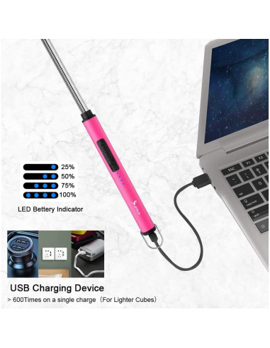 Encendedor Eléctrico SUPRUS Rosa 360 Recargable USB