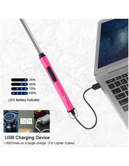 Encendedor Eléctrico SUPRUS Rosa 360 Recargable USB