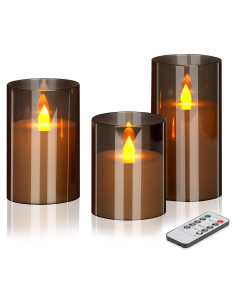 Juego de 3 Velas LED sin Llama Wemarry Gris 10,16-15,24 cm