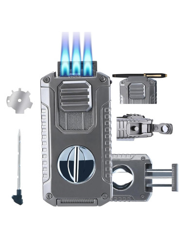 Encendedor Butano Recargable Vrufamt 5 en 1 Gris