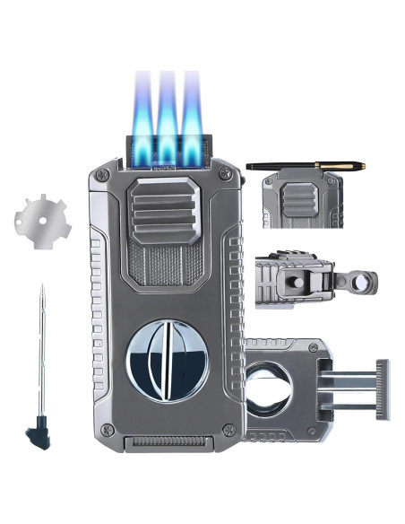 Encendedor Butano Recargable Vrufamt 5 en 1 Gris