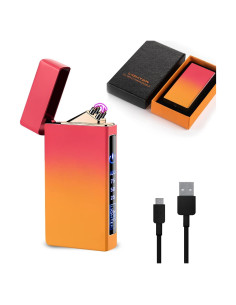 Encendedor Eléctrico Recargable GADATOP Doble Arco Rosa-Naranja
