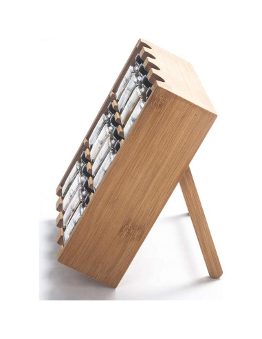 Estante de Especias de Madera Tilz con 12 Tarros de Vidrio