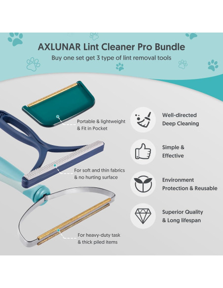 Removedor de Pelo de Mascota AXLUNAR - 3 Piezas Reutilizables