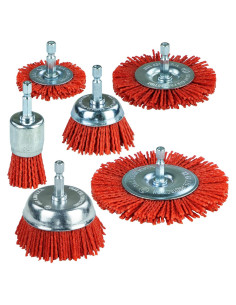 SALI Juego de 6 Cepillos Abrasivos de Nylon 1/4" Hexagonal