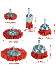 SALI Juego de 6 Cepillos Abrasivos de Nylon 1/4" Hexagonal 2