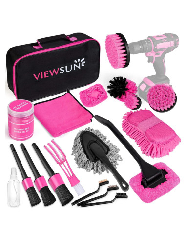 Kit de Detallado de Autos Viewsun 20PCS Rosa Completo
