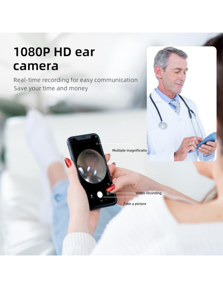 Cámara de oído Qimic S8 HD 1080P con pinzas y luz